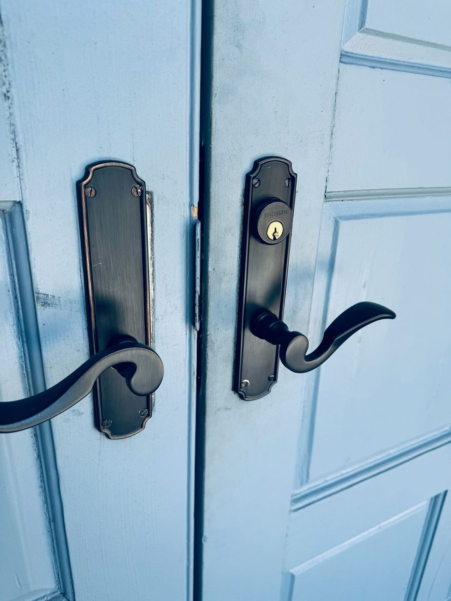 Baldwin residential handleset installed on a Port St. Lucie front door by St Lucie Lock and Key.