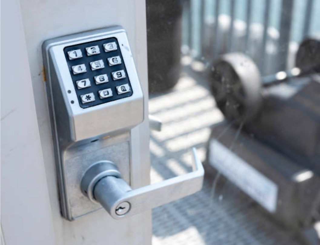 Weatherized gate keypad installed on a PGA Village side gate by St Lucie Lock and Key.