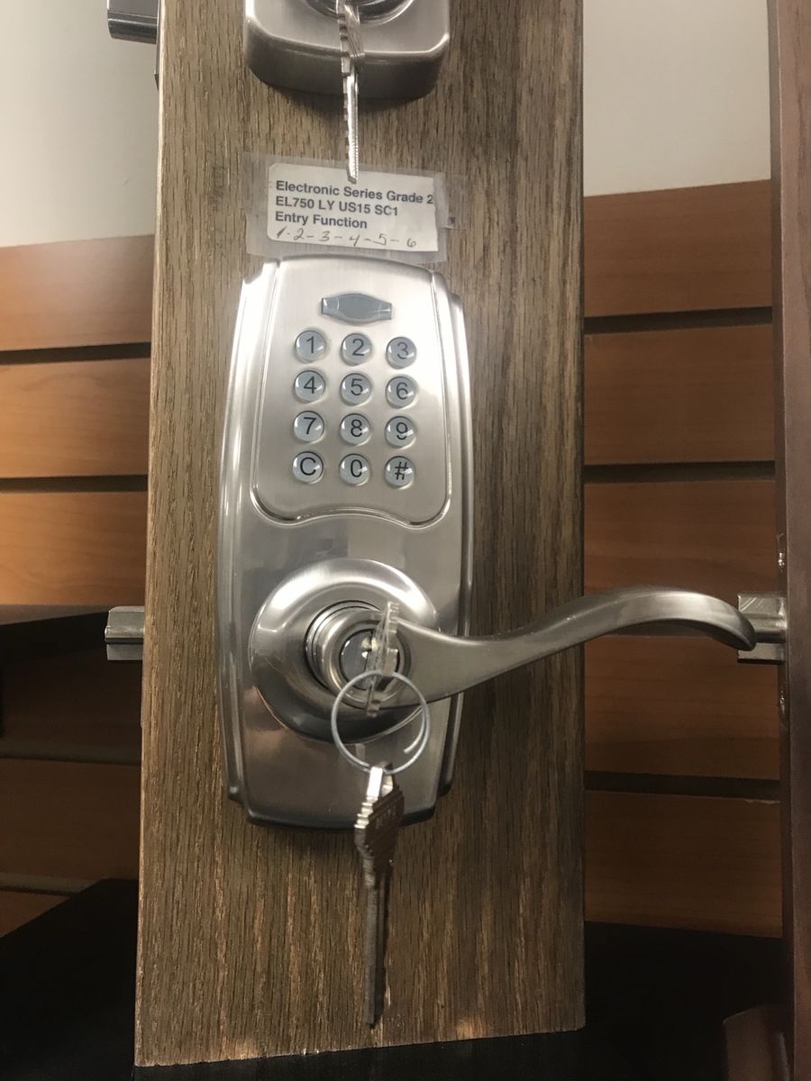Schlage EL750 electronic keypad handleset installed on a St. Lucie West front door by St Lucie Lock and Key.